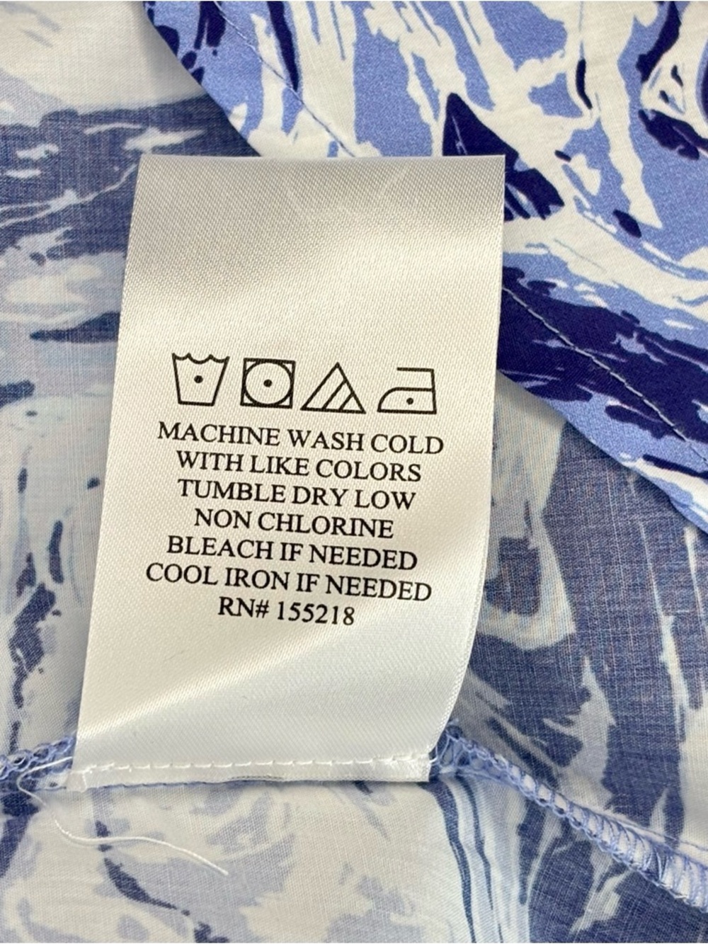 Wildfang Essential Short Sleeve Button-Up Shirt in Blue and White Wave - Picture 5 of 6